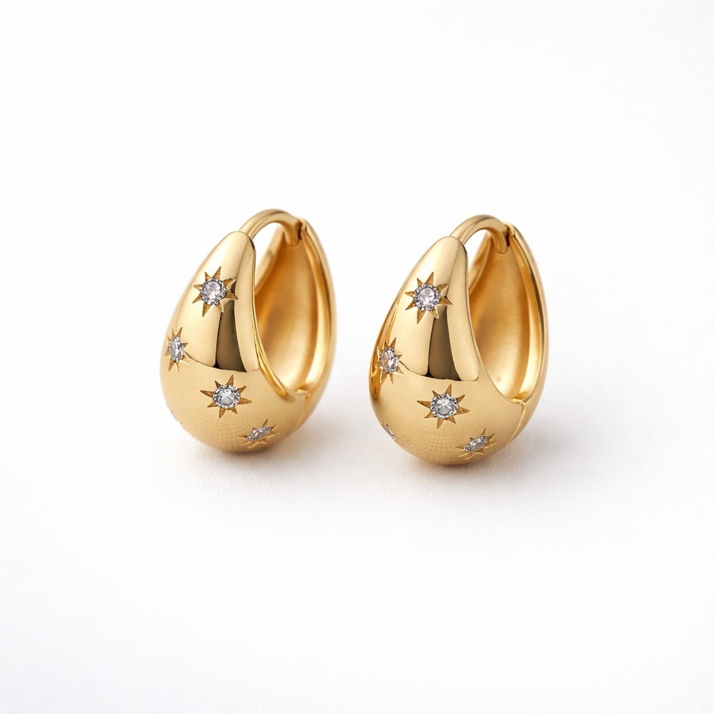 Gold Starburst Hoop Earrings (2709)